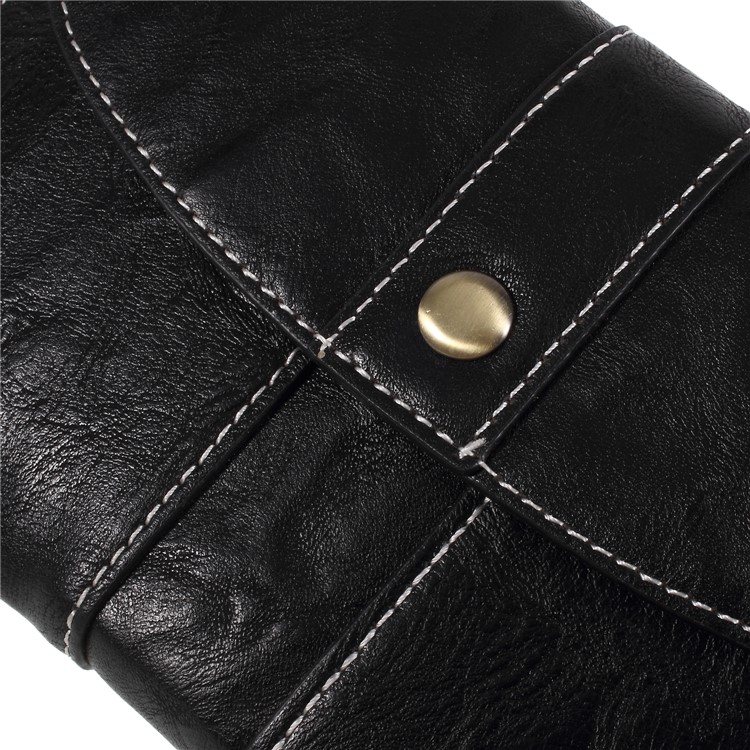 Universal Leather Waist Pouch Bag with Hand Strap for iPhone 8/X - Black-4