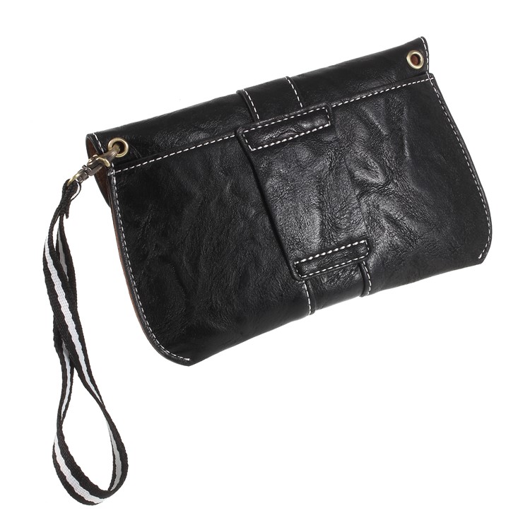Universal Leather Waist Pouch Bag with Hand Strap for iPhone 8/X - Black-5