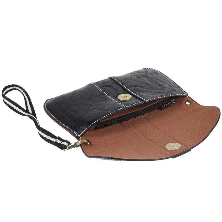 Universal Leather Waist Pouch Bag with Hand Strap for iPhone 8/X - Black-6