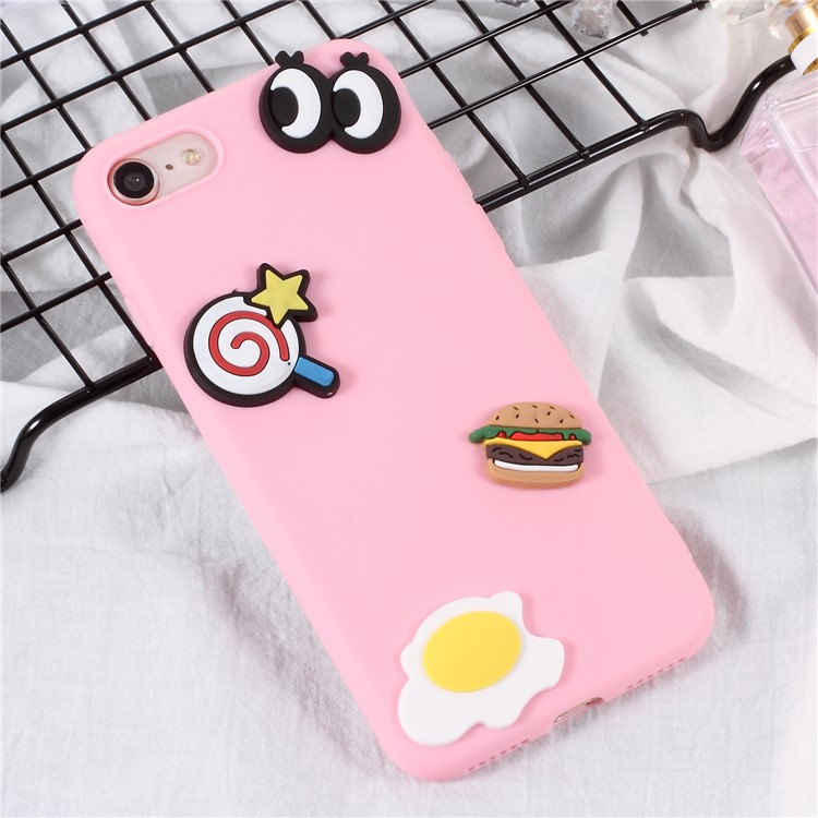 

3D Cartoon Pattern Soft TPU Cell Phone Cover for iPhone 8/7 4.7 inch - Eyes and Foods