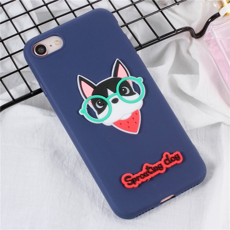 

3D Cartoon Pattern Soft TPU Cell Phone Shell for iPhone 8/7 4.7 inch - Cool Dog