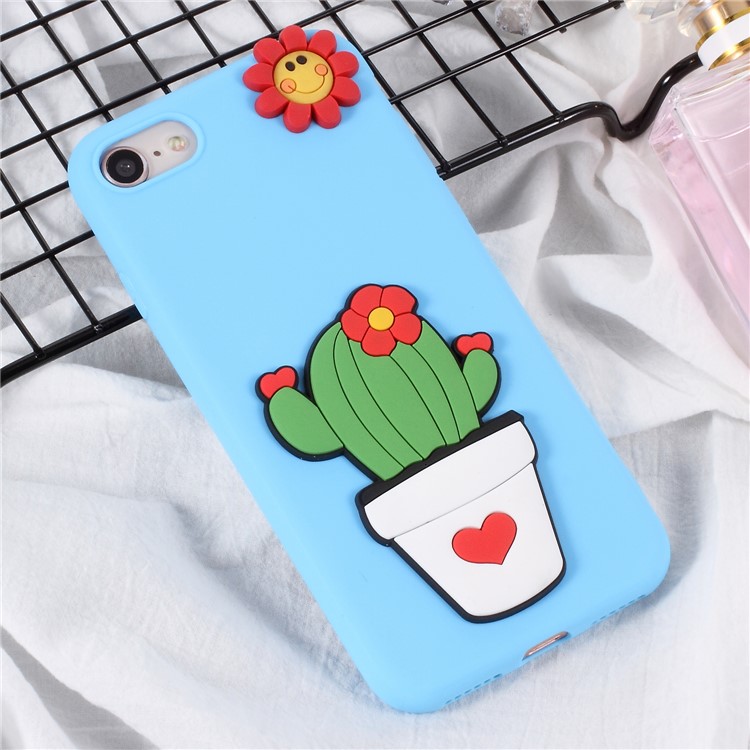 

3D Cartoon Pattern Soft TPU Protection Back Case for iPhone 8/7 4.7 inch - Cactus