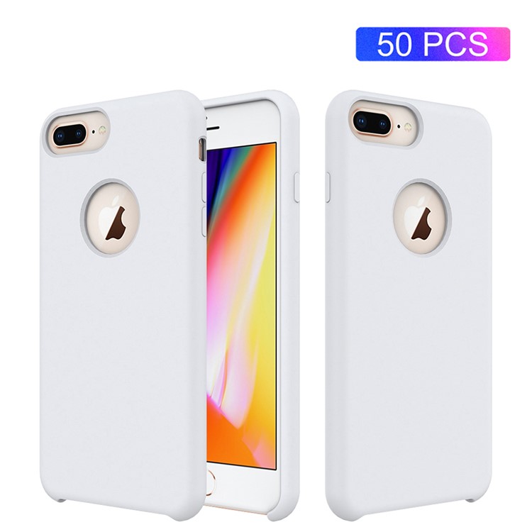 

50Pcs/Set Liquid Silicone Back Cover for iPhone 8 Plus/7 Plus 5.5 inch - White