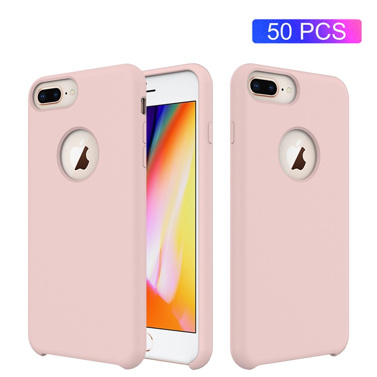

50Pcs/Set Liquid Silicone Mobile Phone Case for iPhone 8 Plus/7 Plus 5.5 inch - Rose Gold