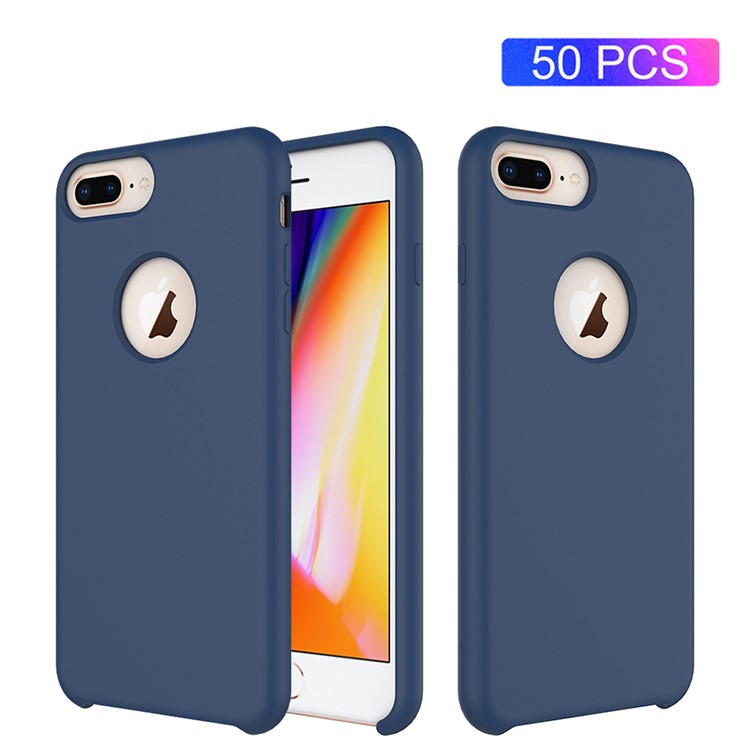 

50Pcs/Set Liquid Silicone Mobile Phone Cover for iPhone 8 Plus/7 Plus 5.5 inch - Baby Blue