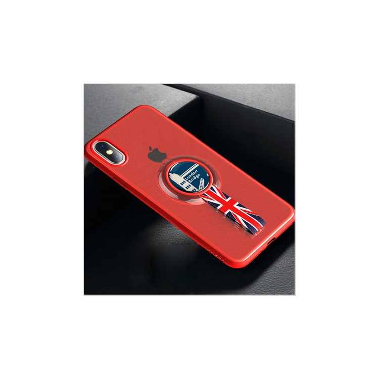 

ROCK Moc Pro Series Weaving Strap Ring TPU PC Hybrid Cover for iPhone X (5.8 inch) - Red