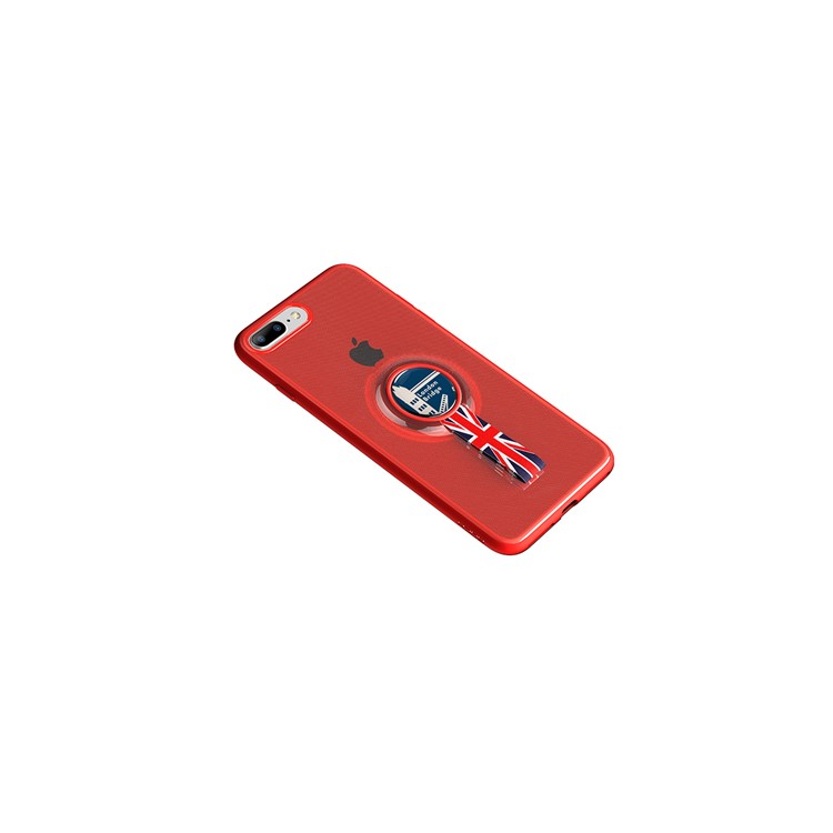 

ROCK Moc Pro Series Weaving Strap Ring TPU Gel Mobile Shell for iPhone 8 Plus / 7 Plus - Red