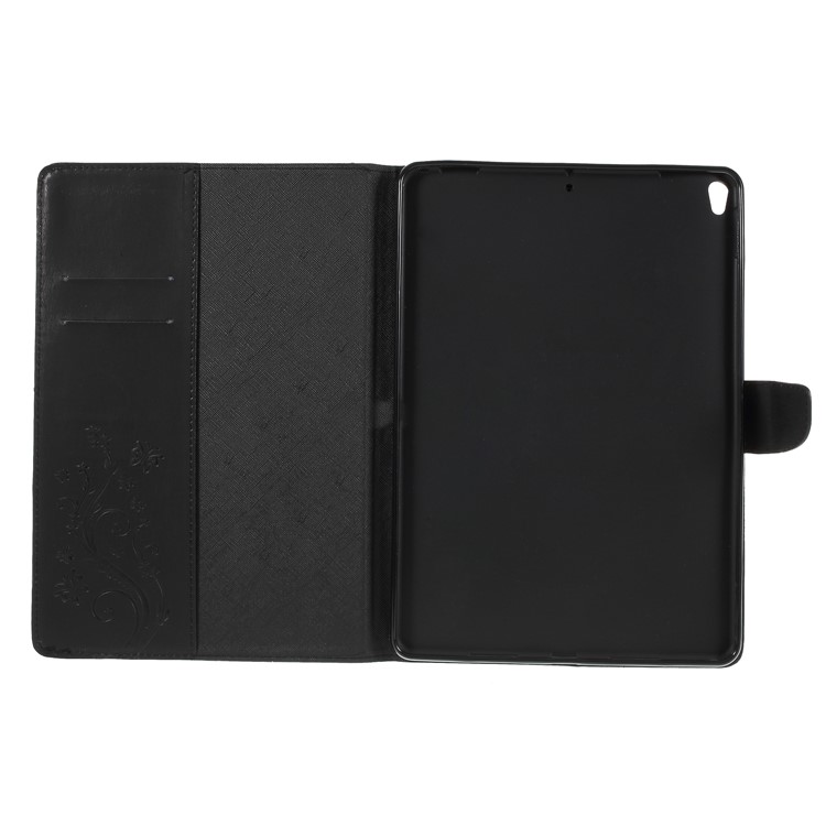 For iPad Pro 10.5-inch (2017) Imprint Butterfly Flower Leather Wallet Stand Case - Black-11