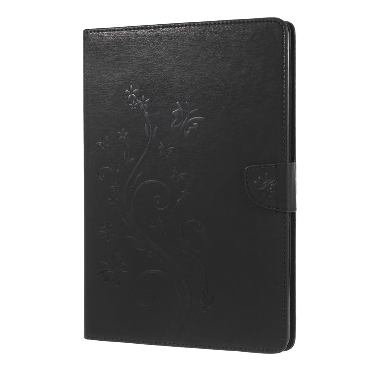 For iPad Pro 10.5-inch (2017) Imprint Butterfly Flower Leather Wallet Stand Case - Black-3