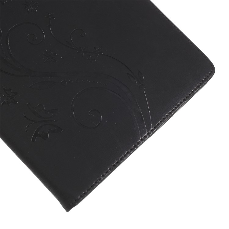 For iPad Pro 10.5-inch (2017) Imprint Butterfly Flower Leather Wallet Stand Case - Black-4