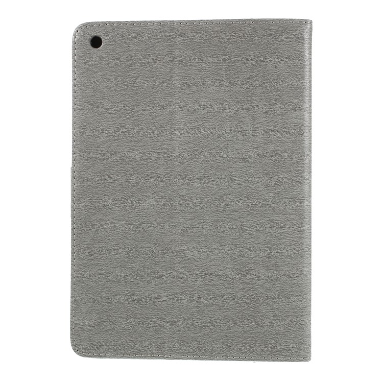 Imprint Butterfly Flower Leather Wallet Case for iPad 9.7-inch (2018)/9.7-inch (2017) - Grey-2