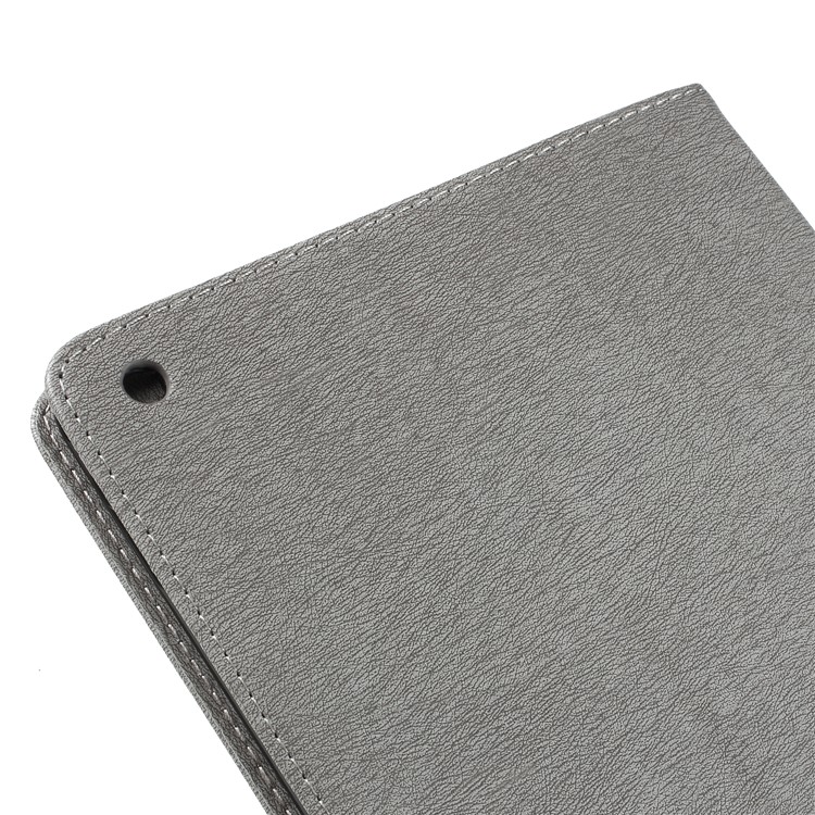 Imprint Butterfly Flower Leather Wallet Case for iPad 9.7-inch (2018)/9.7-inch (2017) - Grey-5
