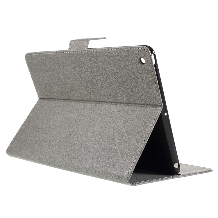 Imprint Butterfly Flower Leather Wallet Case for iPad 9.7-inch (2018)/9.7-inch (2017) - Grey-7