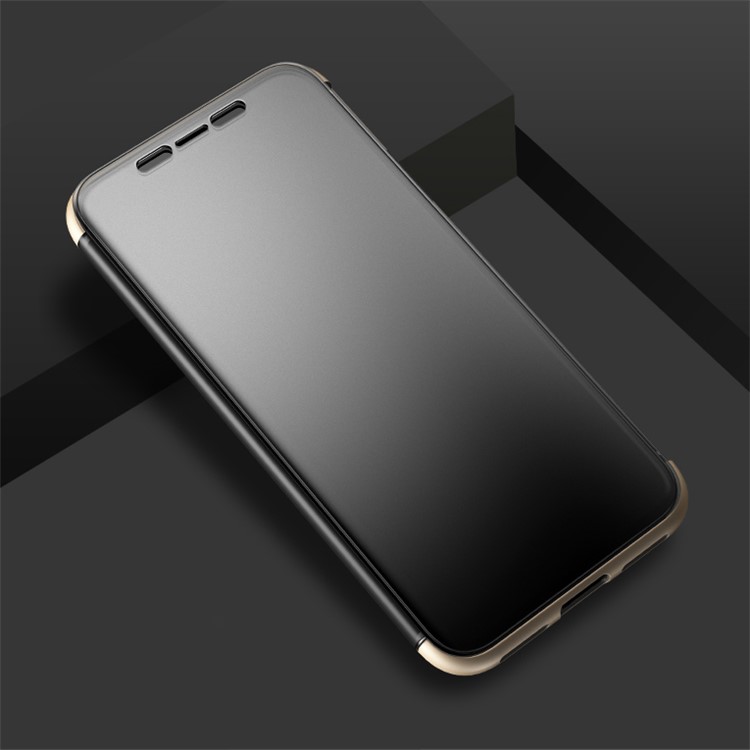 

ROCK Dr.V Series Invisible Full Window View PC TPU Flip Cover for iPhone X - Gold