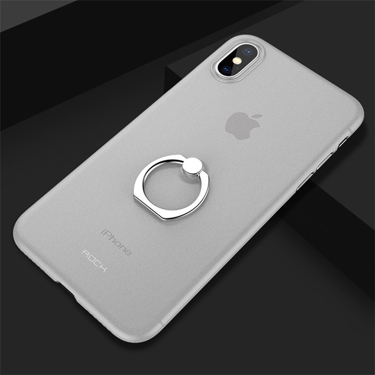 

ROCK Ультратонкая Матовая Задняя Крышка PP С Кольцевой Подставкой Для Iphone X - Прозрачный, iPhone X