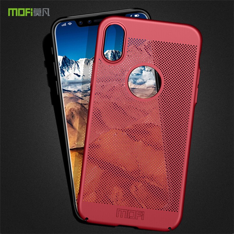 Tampa De Telefone De Dissipação De Calor De Plástico Duro MOFI Para Iphone X (dez) 5,8 Polegadas - Vermelho-2
