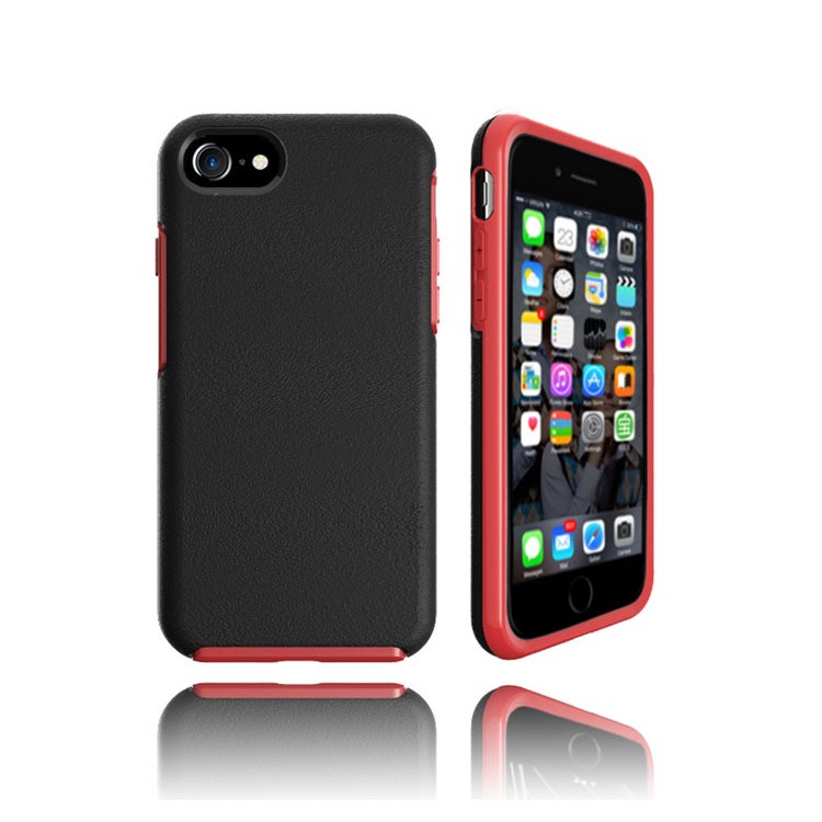 Two-tone PC + TPU Hybrid Phone Case for iPhone 8 / 7 - Black / Red-1