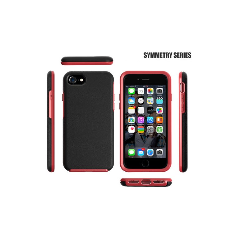Two-tone PC + TPU Hybrid Phone Case for iPhone 8 / 7 - Black / Red-7