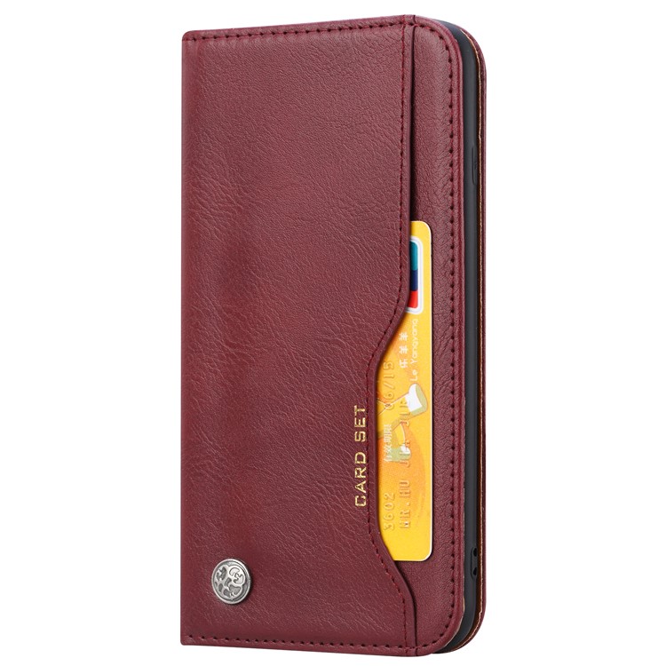 PU Leather Auto-absorbed Wallet Stand Phone Shell for 8 Plus / 7 Plus / 6s Plus / 6 Plus 5.5 inch - Wine Red-4