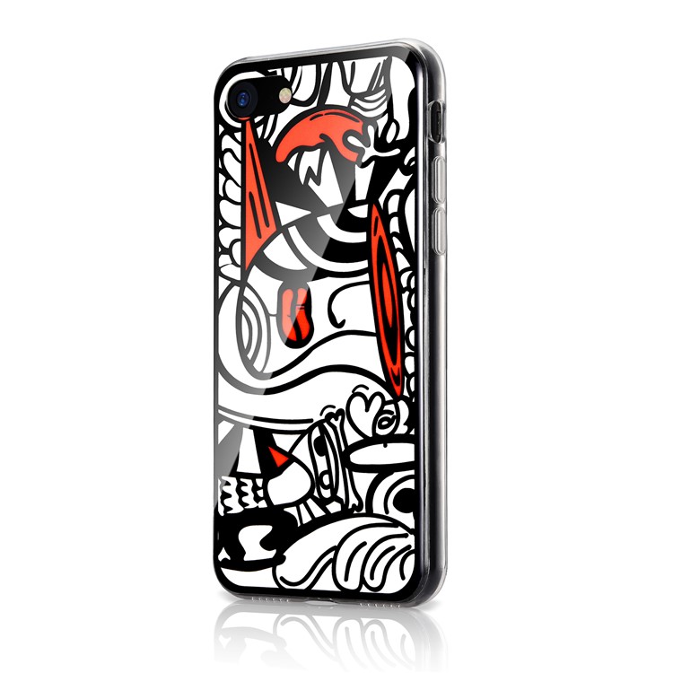 Rubberized IMD Patterned TPU Phone Cover for iPhone 8 / 7 4.7 inch - Abstract Face-2