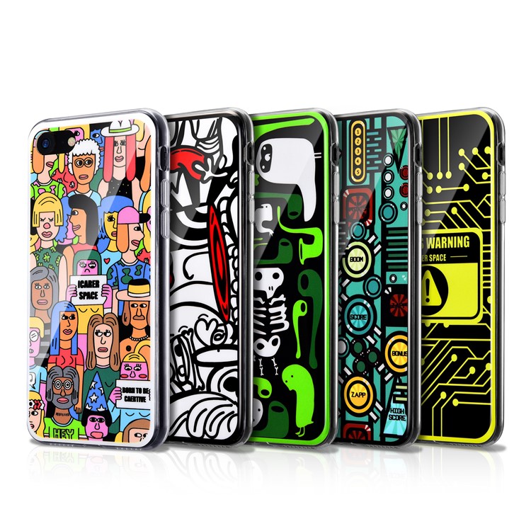 Rubberized IMD Patterned TPU Phone Cover for iPhone 8 / 7 4.7 inch - Abstract Face-5
