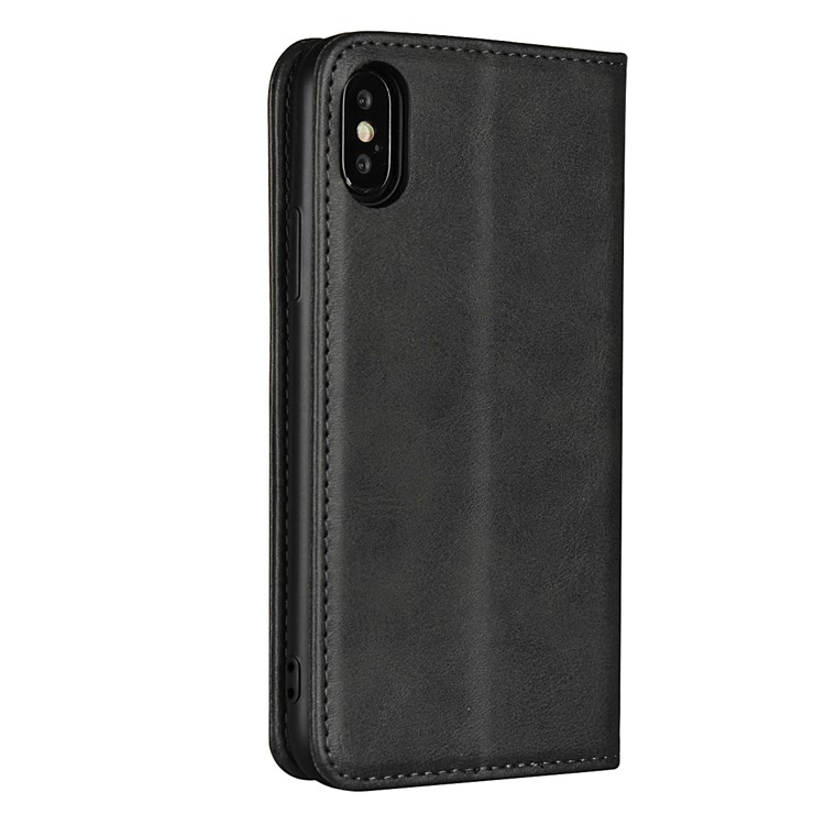 Magnetic Stand Leather Wallet Case for iPhone X - Black-3
