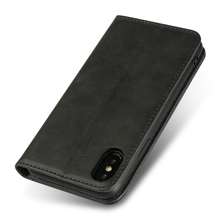 Magnetic Stand Leather Wallet Case for iPhone X - Black-6