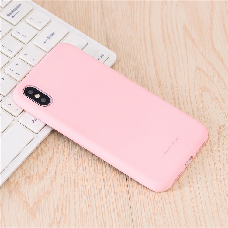 MOLAN CANO Emborrachado Capa De TPU Volta Suave Para O Iphone X - Rosa-1