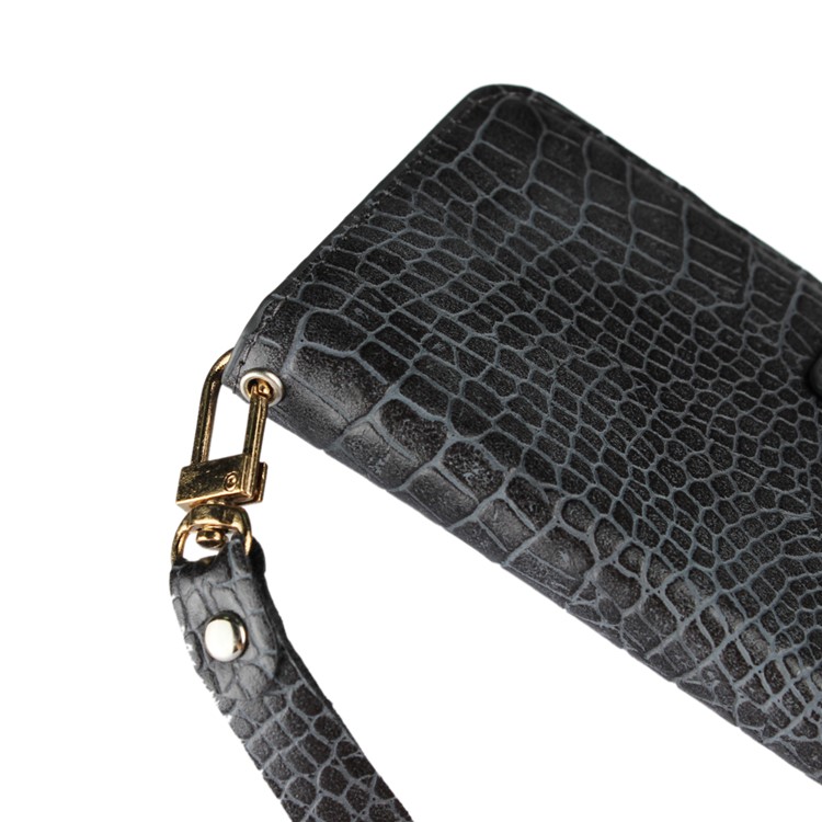 Crocodile Texture PU Leather Magnetic Wallet Stand Case for iPhone X - Black-10