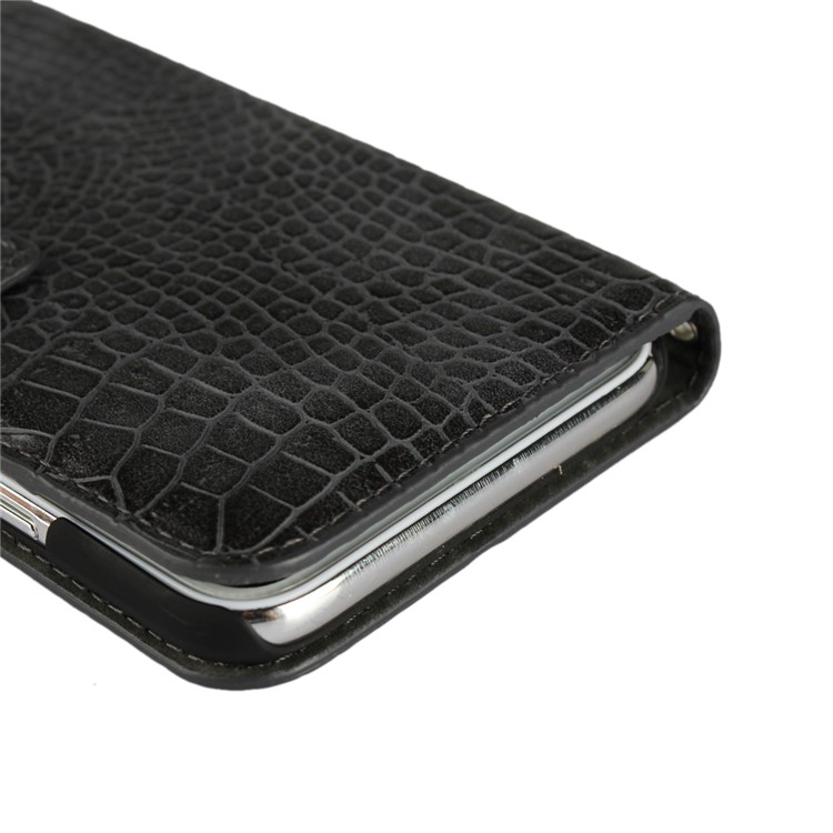Crocodile Texture PU Leather Magnetic Wallet Stand Case for iPhone X - Black-11