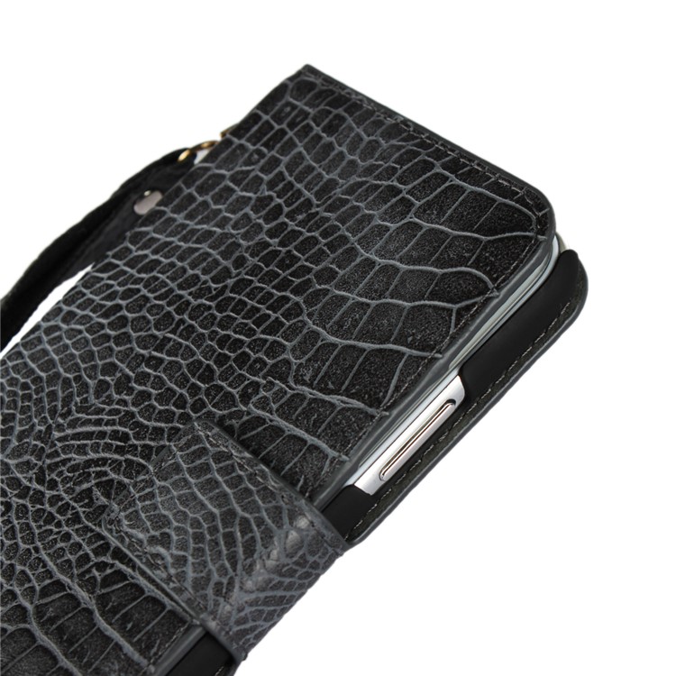 Crocodile Texture PU Leather Magnetic Wallet Stand Case for iPhone X - Black-8