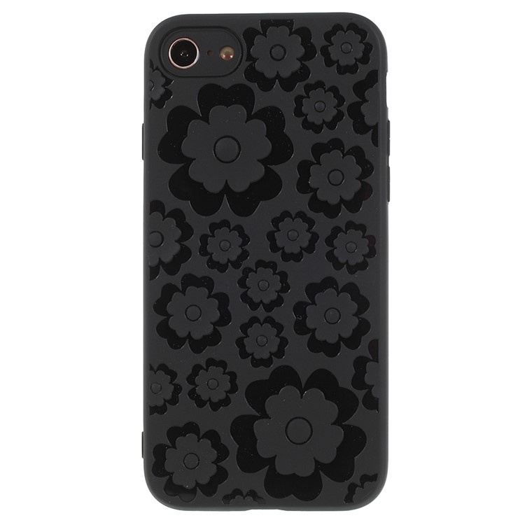 3D Flower Pattern Soft TPU Gel Case for iPhone 8/7 4.7 inch - Black-2