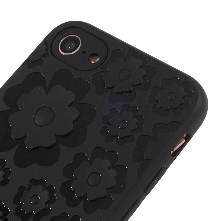 3D Flower Pattern Soft TPU Gel Case for iPhone 8/7 4.7 inch - Black-3