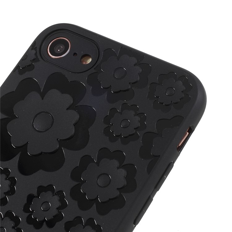 3D Flower Pattern Soft TPU Gel Case for iPhone 8/7 4.7 inch - Black-5