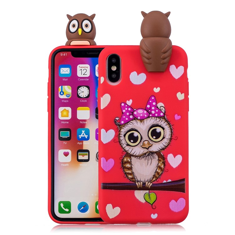 

3D Cute Doll Pattern Printing TPU Phone Shell Case for iPhone XS/X 5.8 inch - Female Owl
