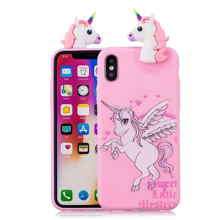

3D Милый Кукла Шаблон Печати ТПУ Оболочки Чехол Для Iphone X - Единорог
