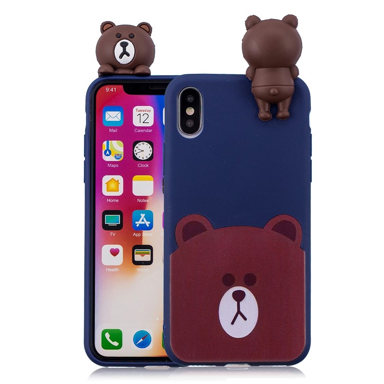 

3D Милый Кукла Шаблон Печати ТПУ Покрытие Оболочки Чехол Для Iphone X - Медведь