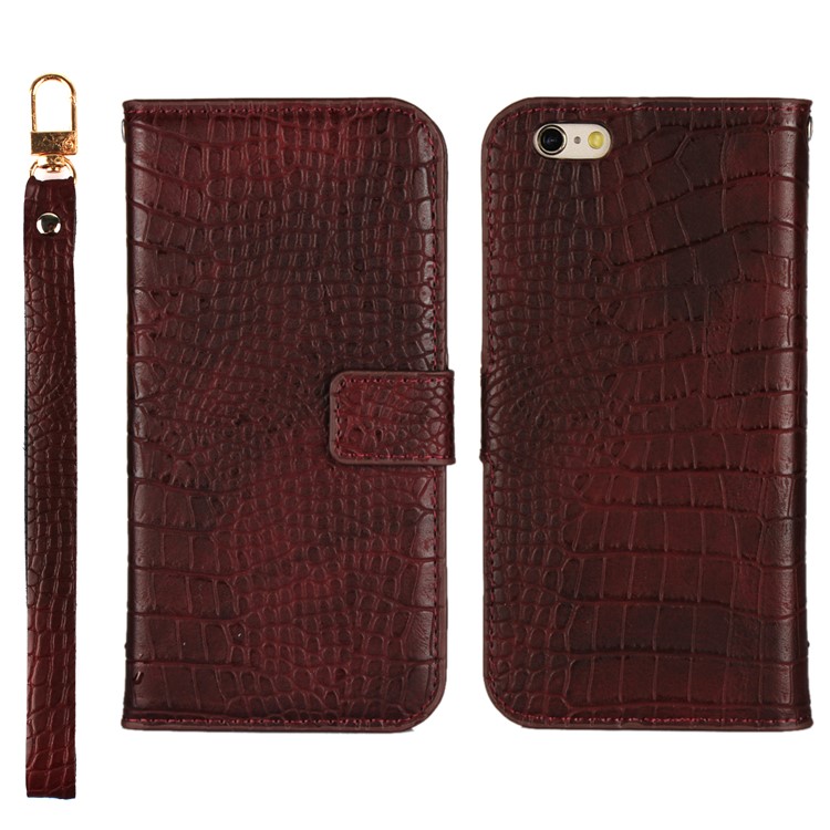

Crocodile Texture PU Leather Magnetic Wallet Stand Cover for iPhone 6s/6 4.7-inch - Wine Red