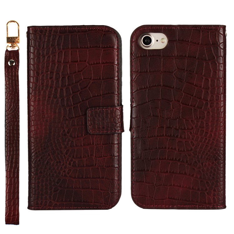 

Crocodile Texture PU Leather Magnetic Wallet Stand Cover for iPhone 8/7 4.7 inch - Wine Red
