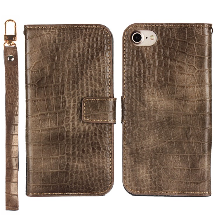

Crocodile Texture PU Leather Magnetic Wallet Stand Casing for iPhone 8/7 4.7 inch - Khaki