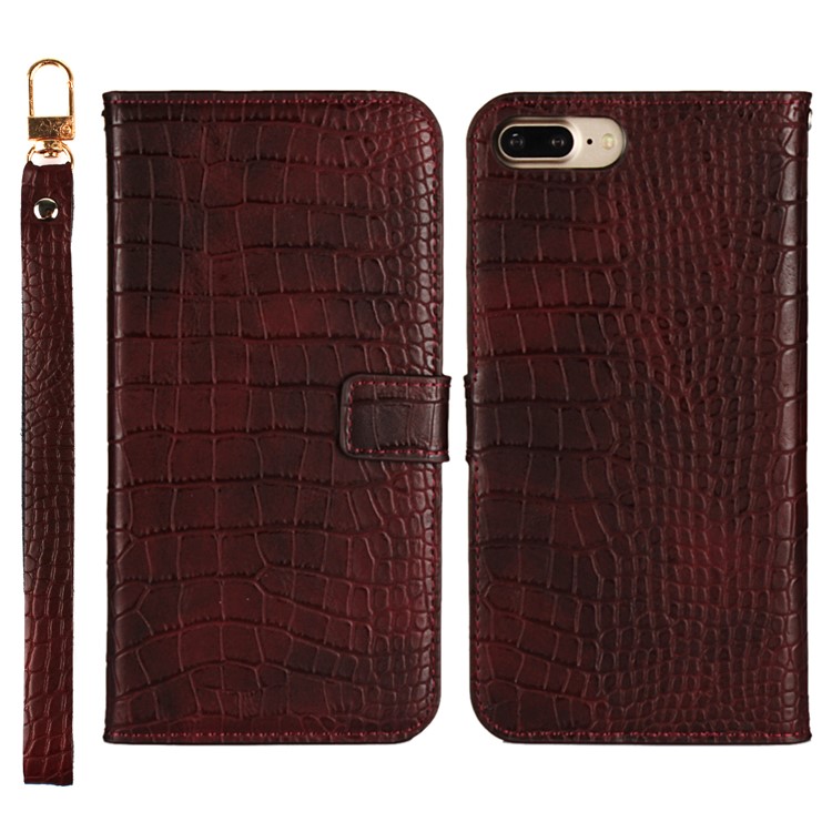 

Crocodile Texture PU Leather Magnetic Wallet Stand Cover for iPhone 8 Plus/7 Plus 5.5 inch - Wine Red