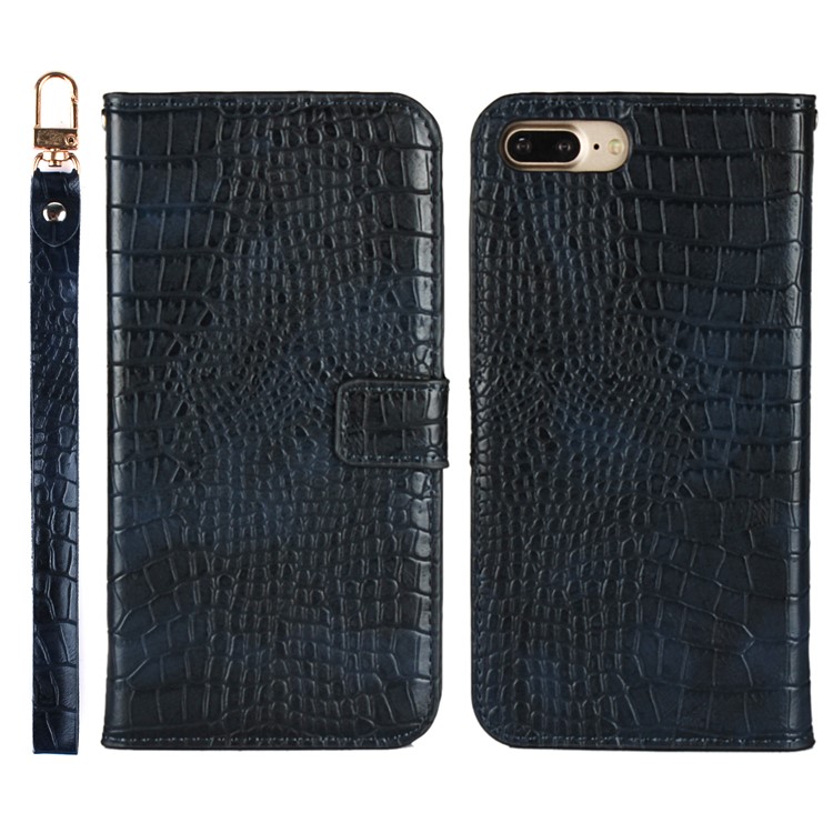 

Crocodile Texture PU Leather Magnetic Wallet Stand Shell for iPhone 8 Plus/7 Plus 5.5 inch - Dark Blue
