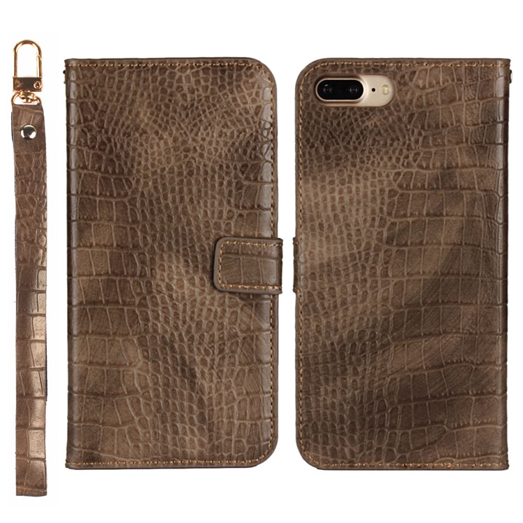 

Crocodile Texture PU Leather Magnetic Wallet Stand Casing for iPhone 8 Plus/7 Plus 5.5 inch - Khaki