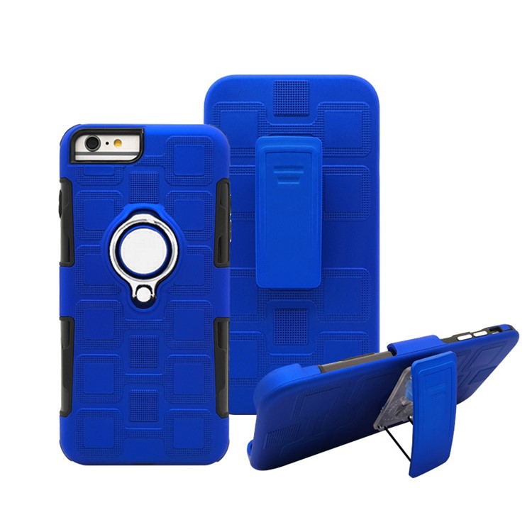 

Geometric Pattern Magnetic Car Mount Ring Holder TPU PC Hybrid Mobile Phone Case with Belt Clip for iPhone 8 Plus/7 Plus/6s Plus/6 Plus 5.5 inch - Baby Blue