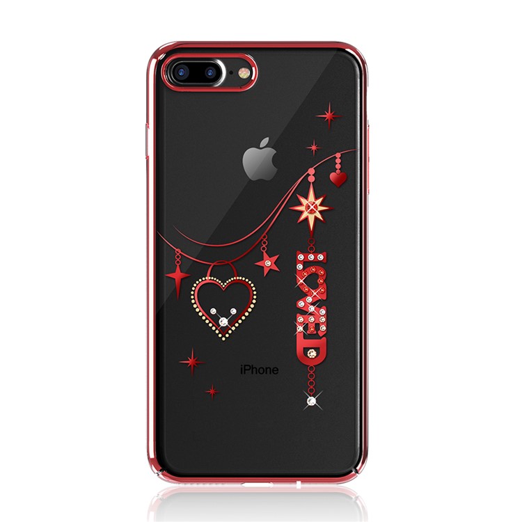 KINGXBAR Authorized Swarovski Crystal Decoration Electroplated PC Hard Case for iPhone 8 Plus / 7 Plus 5.5 inch - Love Heart Pendant-1