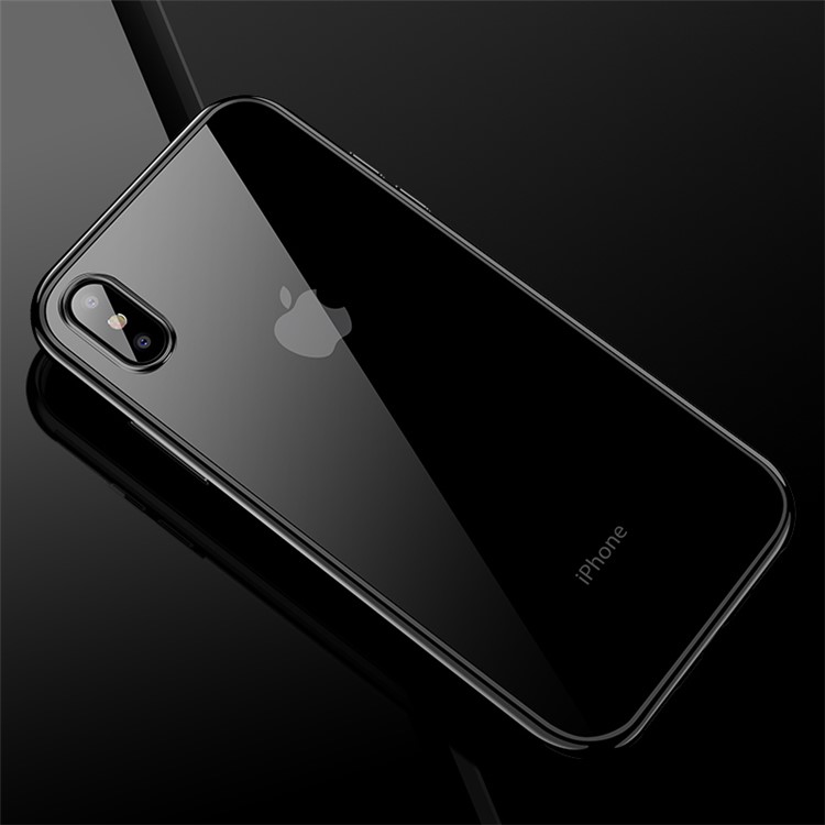 CAFELE Electroplating Soft TPU Back Case for iPhone X - Black-1