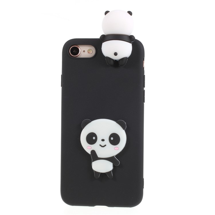 3D Pattern Soft TPU Phone Case for iPhone 8/7 4.7 inch - Black Background Panda-1