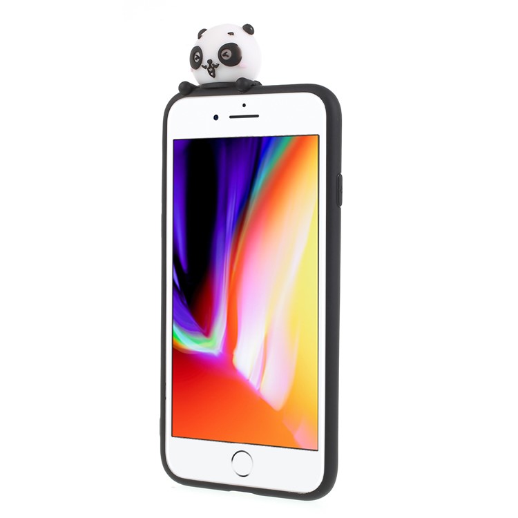 3D Pattern Soft TPU Phone Case for iPhone 8/7 4.7 inch - Black Background Panda-2