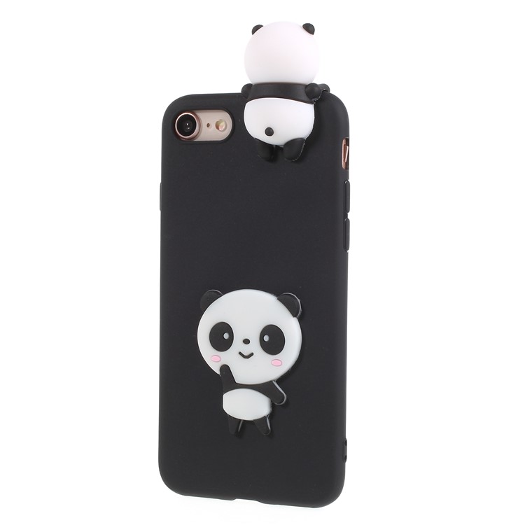 3D Pattern Soft TPU Phone Case for iPhone 8/7 4.7 inch - Black Background Panda-3