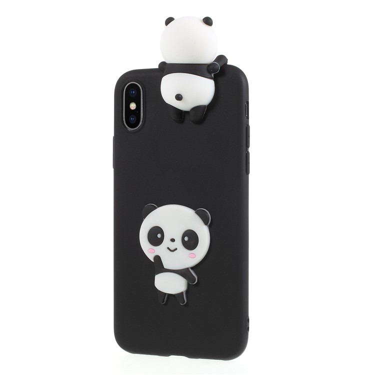 3D Pattern Soft TPU Back Casing for iPhone X - Black Background Panda-3